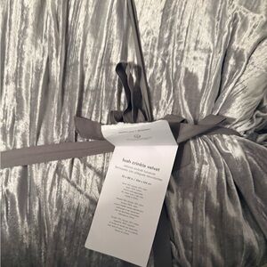 West Elm Lush Crinkle Velvet Duvet Cover in Silver and Gray